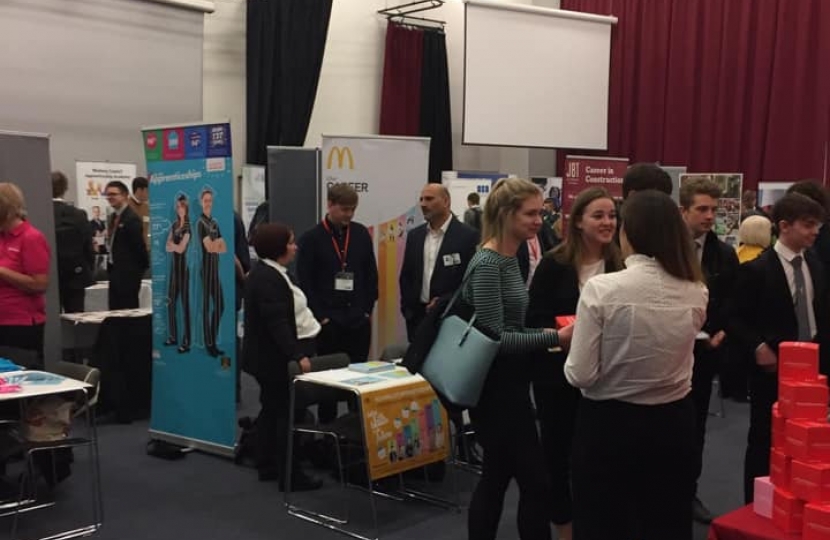 Students attending the fair