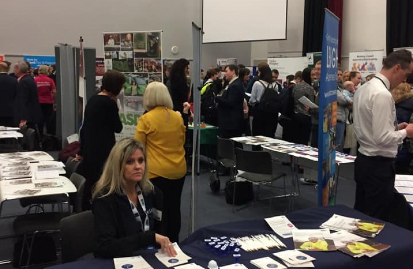 Students attending the fair