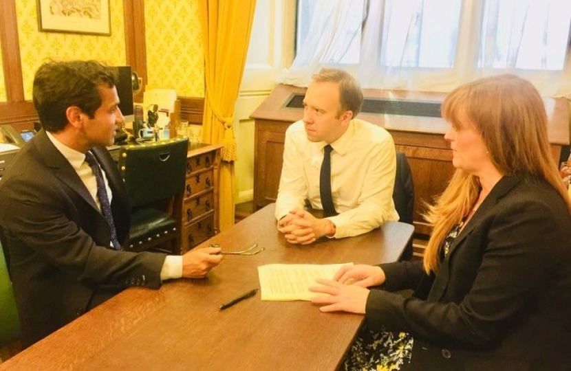 Kelly with Secretary of State for Health Matt Hancock MP and Rehman Chishti MP